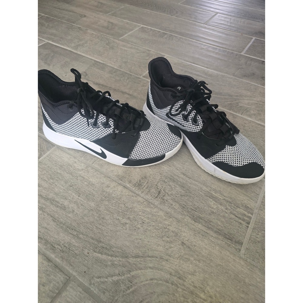 Nike PG 3 Paul George Mens Basketball Shoes Size 9.5 Black White‎ Monochrome